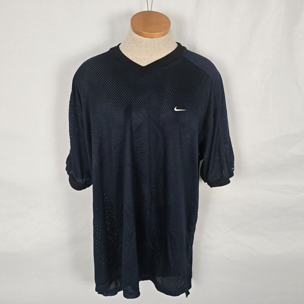 Nike Practice Jersey Men's L / XL Blue Mesh Overlay Short Sleeve Nike-Fit